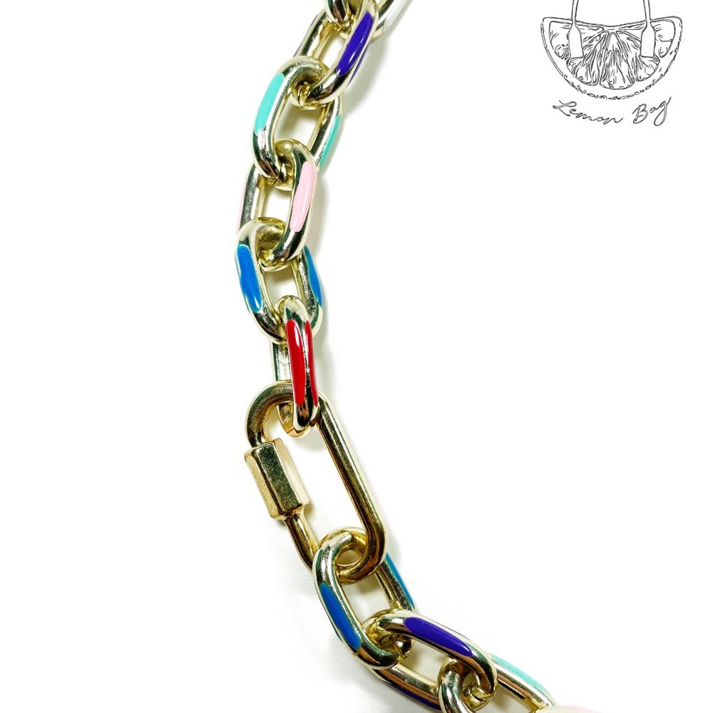 Multicolor Gold Chain Statement Necklace - Picture 2 of 3
